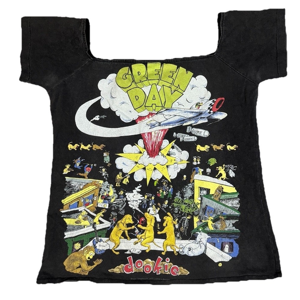 Vintage 1994 Green Day Dookie Crop Shirt Single Stitch Band Music Rare